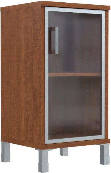 Шкаф-колонка низкая со стеклянной дверью в AL-рамке B 411.4(L) Орех Гарда 475х450х920