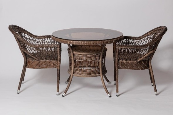 Стол для дачи  FM-2002 коричневый, диамерт 90 см