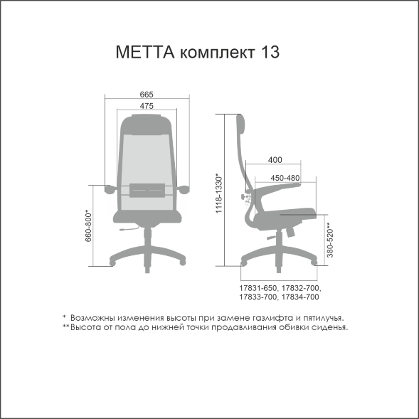 Эргономичное кресло МЕТТА Комплект 13 Pl тр/сечен